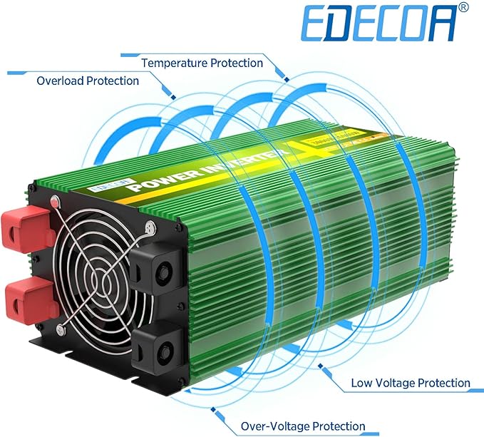 EDECOA 3000W Pure Sine Wave Power Inverter 3000 Watts DC 12V to 110V 120V AC Solar Inverter with 3 Outlets and AC Terminal Block with Remote Controller