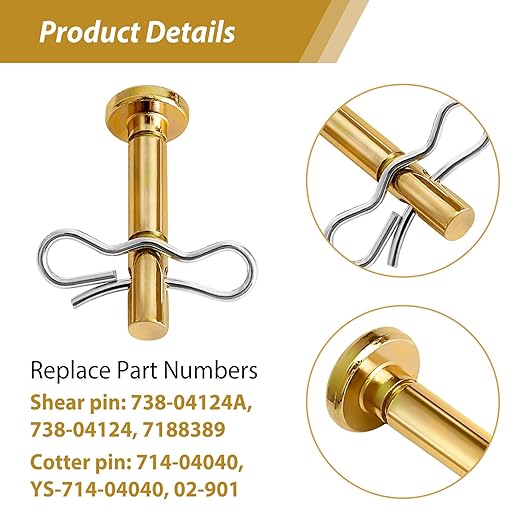 22 pcs Shear Pins and Cotter Pins for Snowblower - 738-04124A Shear Pins & 714-04040 Cotter Pins Kit Compatible with Cub Cadet, Troy Bilt, MTD, Craftsman Snow Blower