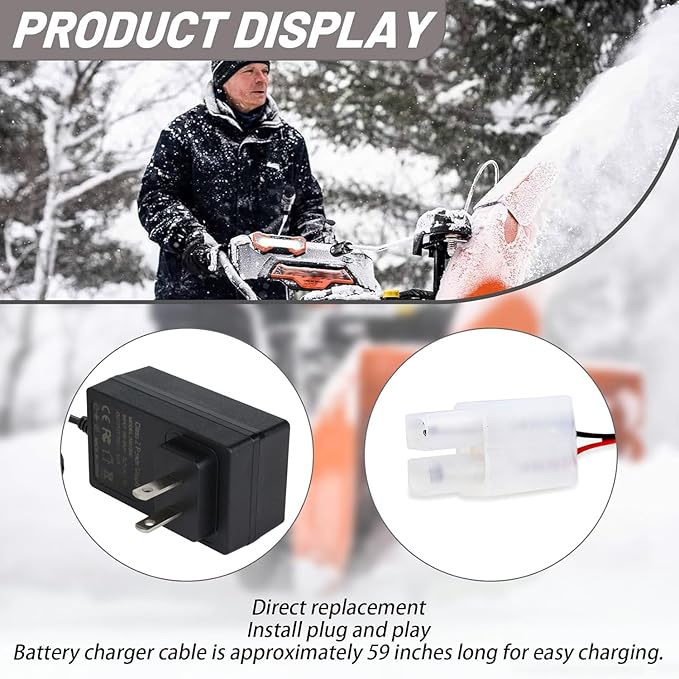 7.2v Snow Blower Battery Charger Compatible with Ariens Snow Blower Platinum SHO 24 EFI/ST28DLE/ST36DLE/Pro 28 Hydro EFI/Deluxe 30 EFI/Pro 36 Hydro EFI (Replace #05079500) Replacement Power Cord