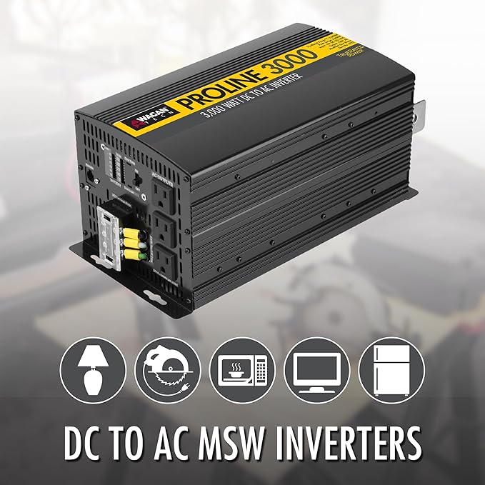 Wagan EL3742 3000 Watt Power Inverter with Remote Control 6000 Watt Surge Peak Power converter for Home RV Camping Van Life Off Grid