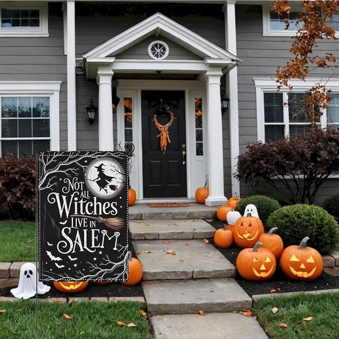 HTBIG Halloween Decor Garden Flag, Halloween Witches Garden Flags, Yard Flags for Outside 12x18 inch, Outside Yard for Home Decorations