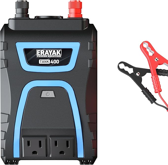 ERAYAK 400W Power Inverter, DC 12V to 120V AC Car Plug Adapter, Truck & Car Accessories with 18W USB-C Fast Charger, Dual 3.1A USB, 2 AC Outlets, Car Charger for Camping, Road Trips & Emergency Backup