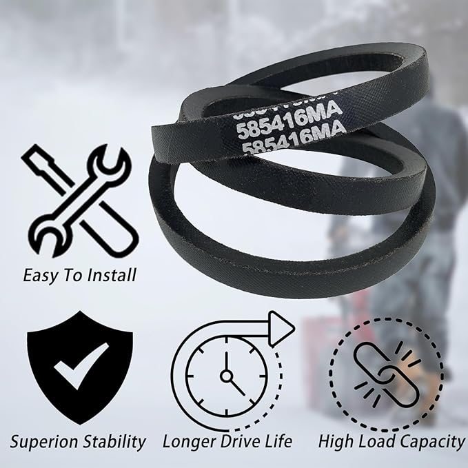 585416MA Snowblower Auger Drive Belt 1/2" x 38" for Murray 585416 265-524 EHP-198548 LG48-380 MT58541 Cub Cadet MTD Troy-Bilt 954-0282 954-0275 Ariens Snapper 07200021(2 Pcs)