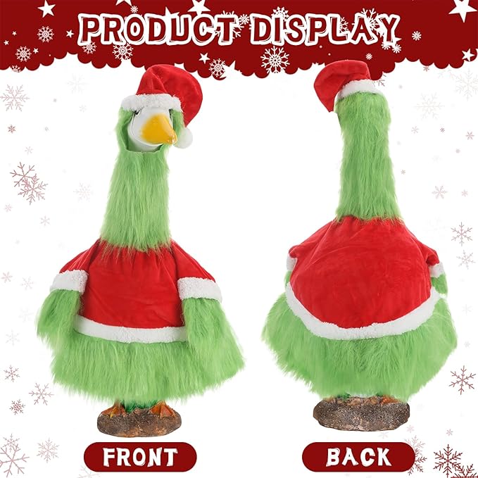 Cozypower Christmas Porch Goose Outfits Clothes for Plastic 23'' Cement Goose Duck Lawn Yard Decorations(Novelty Style)
