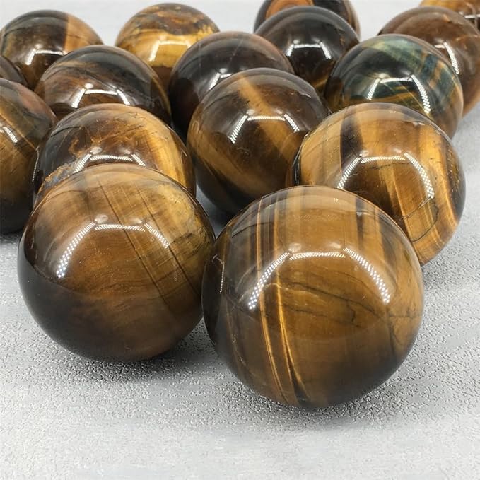 4-5CM/1.58-1.97inch Ttiger Eyes Crystal Ball Polished Natural Tiger Eye Stone Sphere Decorative Sphere Healing Crystals Ball Stone Crafts Home Decor Ornament Gifts (40-50mm, Tiger's Eye)