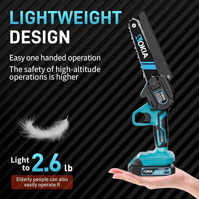 Mini Chainsaw, 6 inch Mini Chainsaw Cordless, Small Hand held Electric Power Chain Saw 2 Battery Powered Operated, Household and Garden for Tree Trimming Wood Cutting, Gifts for Father Husband Men