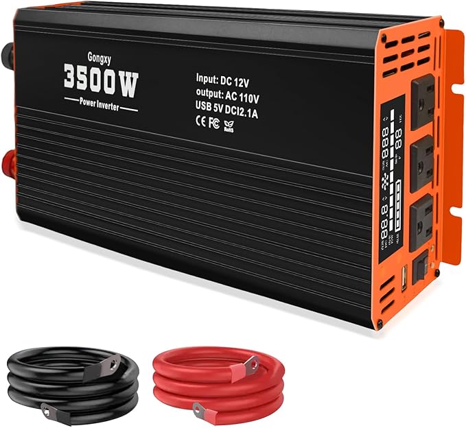 Car Power Inverter - 3500W Power Inverters 12V DC to AC 110V, Converter Solar Power Inverter 3 AC Hardwire Port Outlet for Home, RV, Truck, Off-Grid, Emergency