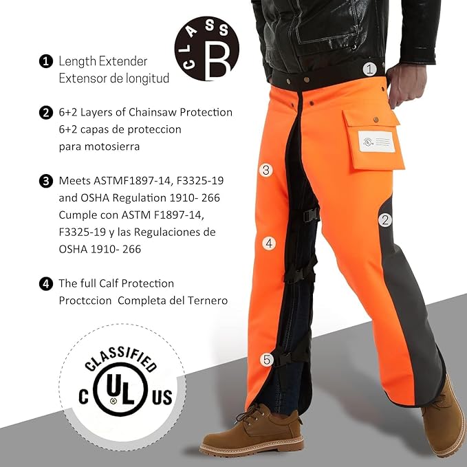 Chainsaw Chaps Apron Wrap 8-layer for Men/Women Loggers Forest Workers Protective Chain Saw Pants Adjustable