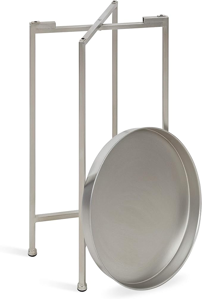 Kate and Laurel Celia Round Metal Foldable Accent Table with Tray Top, 14" x 14" x 25.75", Silver