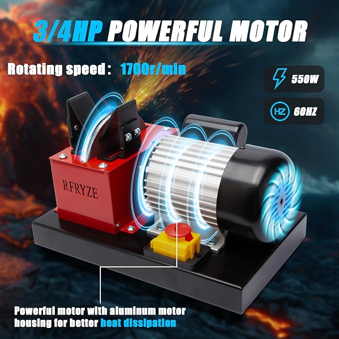 LawnMower Blade Sharpener AL 1700 RPM 550W, 3/4HP, Bench Mower Sharpening Machine with 7 inch Ceramic Wheel Sharpens High/Low Lift, Gator & Flat Blades