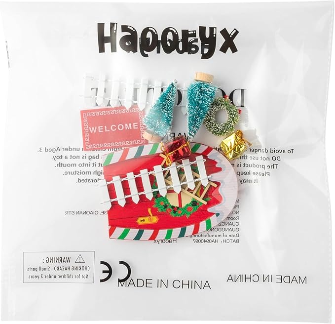 Haooryx 10Pcs Christmas Magic Miniature Tiny Fairy Wooden Doors Decorative Accessories, Welcome to Dollhouse Mini Entry for Fairies Magical Door Christmas Decorations Xmas Decor