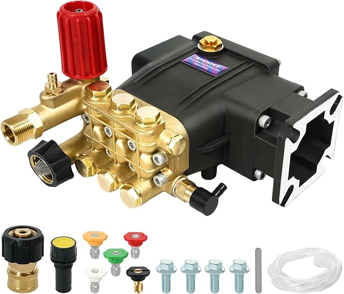 3/4" Shaft Horizontal Triplex Pressure Washer Pump, Replacement Power Washer Pump 2600-3300 PSI,3GPM,Two Kinds of Water Outlet Interfaces,Compatible with Simpson, Honda, Homelite, Troybilt etc.