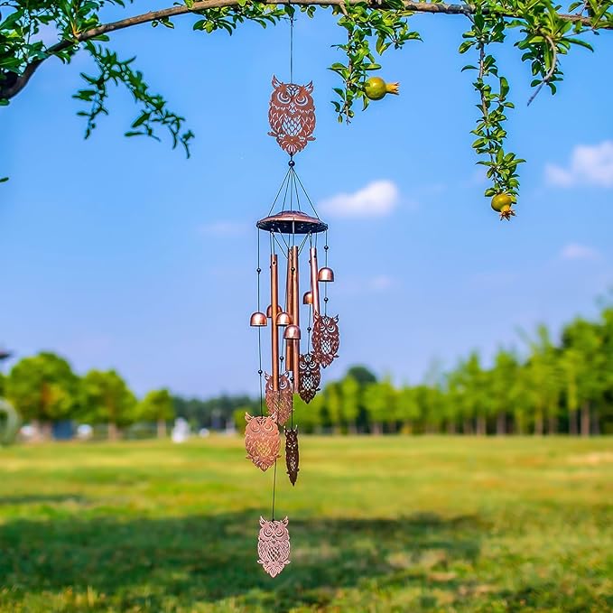 Owl Wind Chimes Outdoor Owl Gifts for Women/Men/Mom/Wife/Grandma Birthday Gifts Memorial Gift Metal WindChimes for Outside/Indoors, Lawn, Patio, Home, Porch, Yard Decor, Garden Decorations
