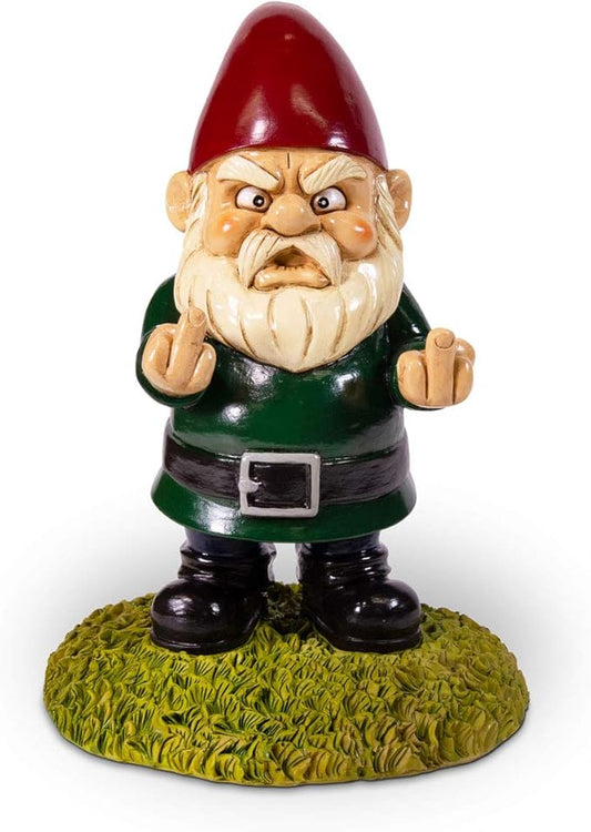 9” Double Middle Finger Garden Gnome – Funny Lawn Ornament – Durable Resin Yard Statue – Hilarious Gag Gift & Outdoor Decor for Humor Lovers