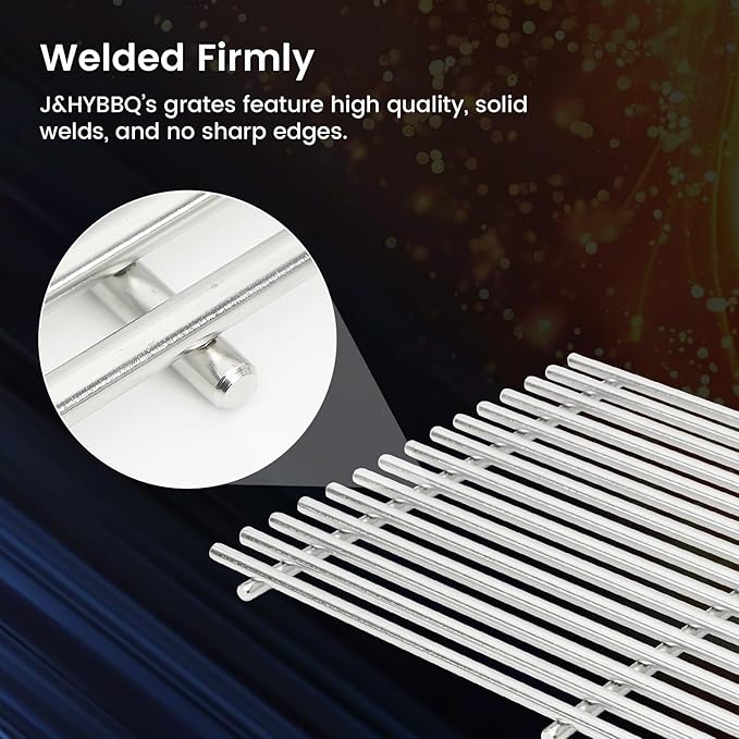 J&YNBBQ 17.4" 9mm Stainless Steel Grill Grates Replacement for Weber Spirit 300 & GS4 Spirit II 300 Series –, Fits E310, E320, E330, S310, S320, S330, Replaces Weber 7639, 7638, 7527 (2 Pack)
