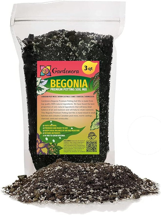 Begonia Plant Potting Mix - Proven Formula for Thriving Begonia - Enhances Blooms and Vigorous Growth - 3 Quart