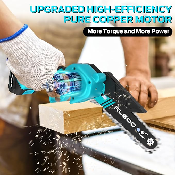 Mini Chainsaw 6 Inch Cordless, Battery Powered Electric Handheld saw, Tree Trimmer Wood Branch Cutter for Household and Garden,Christmas Gifts for Woman, Seniors, Beginners, Seasoned Pros