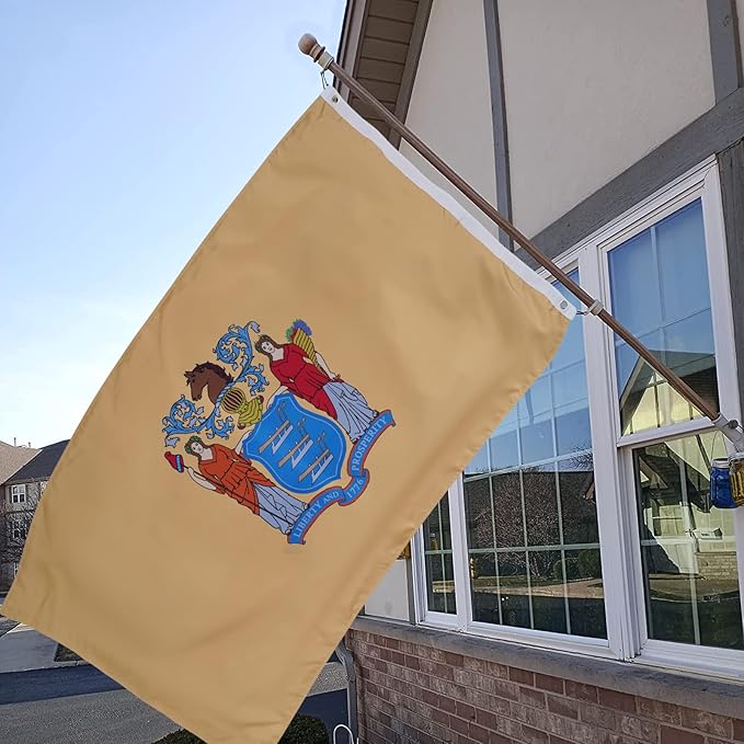 Bradford New Jersey Flag 3x5 ft Outdoor, Heavy Duty Double Sided New Jersey State NJ Flags, 3 Layers Vivid Color American Newjersey State Flag for Decoration