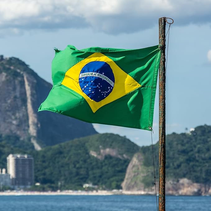 Brazil Brazilian Flag 3x5 ft Outdoor, Double Sided 3 Ply Heavy Duty Brazil National Country Flag, 100% Quality Polyester Brazilian Banner with Brass Grommets 4 Rows Stitches