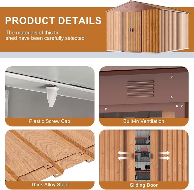 Outdoor Resin Storage Shed 5x4 FT Sheds Kit with Floor Window Lockable Door Included, Waterproof Outside Plastic Sheds for Backyard Garden Patio Lawn Tools