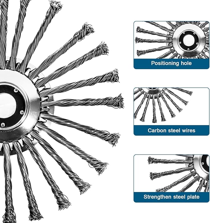 10 Inch Weed Eater Attachments, Steel Wire Weed Wacker Blade with Universal Adapter Kits, Indestructible Wire Brush Cutter Blade, Wire Wheel Trimmer Head Replacement for Moss, Weed Removal