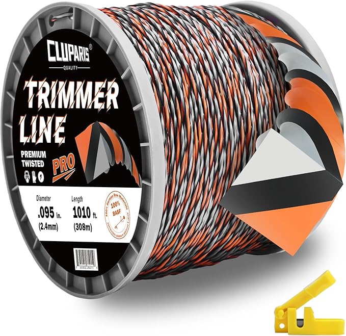 Cluparis 3-Pound Super Heavy Duty Trimmer Line .095-Inch-by-1010-ft Twist Pro Trimmer Line Spool 3-Component Tri-Extrusion Weed Eater String with Super Line Cutter