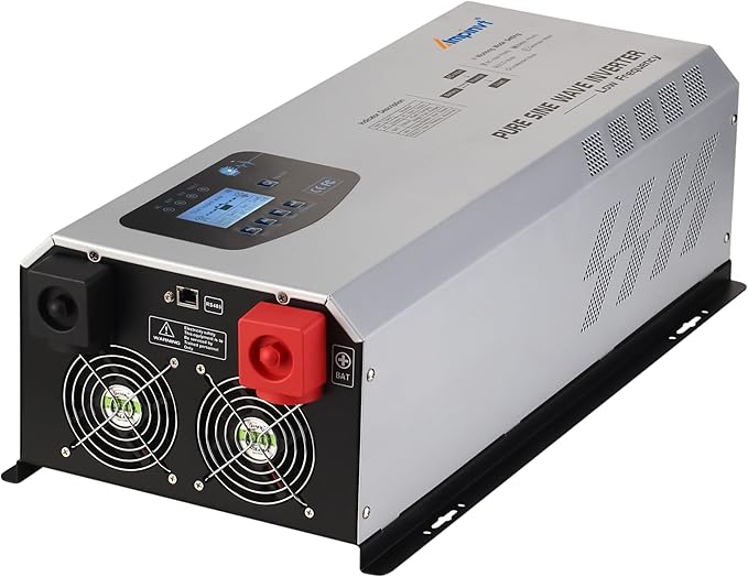 Ampinvt 5000W Peak 15000watts Pure Sine Wave Power Inverter 24V DC to 120/240V AC Split Phase with Battery AC Charger,Off Grid Low Frequency Solar Inverter for Home