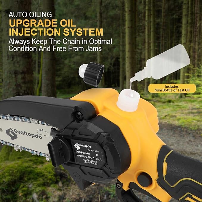 6 In Chainsaw Compatible with DeWalt Battery 20v - Mini Electric Cordless Brushless Chain Saw Handheld Compact Portable Mobile Small Trimming Pruning Chainsaw Set(Not Battery)
