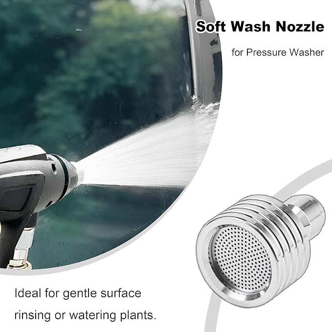 Pressure Washer Nozzle Tips for Soft Wash System, Power Washer Shower Nozzle for Car Washing and Garden Watering, Pressure Spray Head, 1/4” Quick Connect Sprinkler