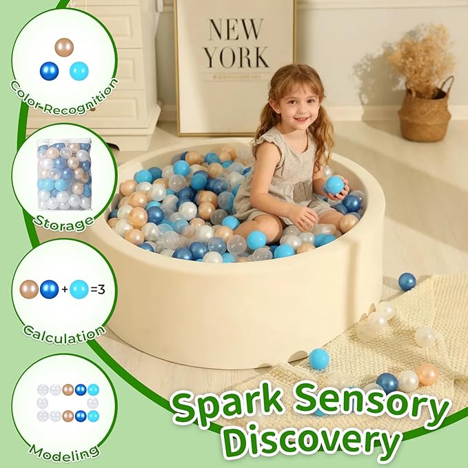 TRENDPLAY Plastic Balls for Ball Pits 2.2 Inch, Pack of 50 100 200 500 Hollow Balls, Perfect for Toddler Baby Pools,Party,Festival Decoration