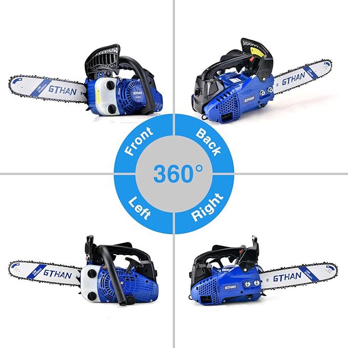 25.4cc Top Handle Chainsaw 2-Cycle Gas Chainsaw 12 Inch Petrol Handheld Cordless Portable Chain Saws for Trees Gas Powered Wood Cutting
