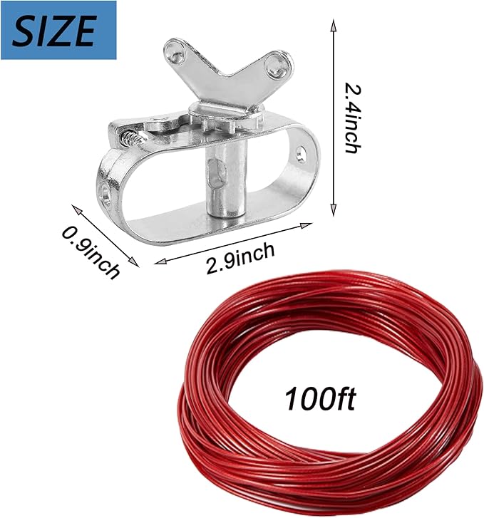 Pool Cover 100’ Cable & Winch - Pool Cover Cable and Ratchet for Securing Above Ground Swimming Pool Covers