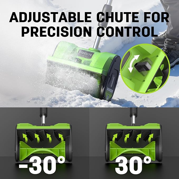 STEELITE 21V Cordless Snow Shovel, 12" Battery Snow Blower with Directional Plate, 20ft Throw, 2×4.0Ah Batteries & Charger, Extended Runtime(Ships in 2 Packages, May Arrive Separately)