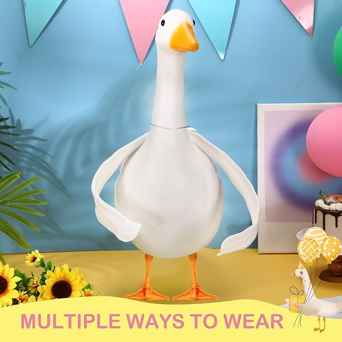 2 Pcs Poseable Goose Wings for 15”- 20" Porch Lawn Goose Outfit Accessories Poseable White Wings for Outdoor Patio Yard Lawn Art Decoration (Flat Edge)