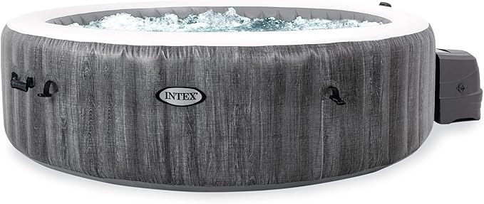 INTEX PureSpa Plus Greywood 6 Person Inflatable 85" Round Hot Tub Bubble Jet Spa and Easy Set Type S1 Replacement Filter Pump Cartridges (6 Pack)