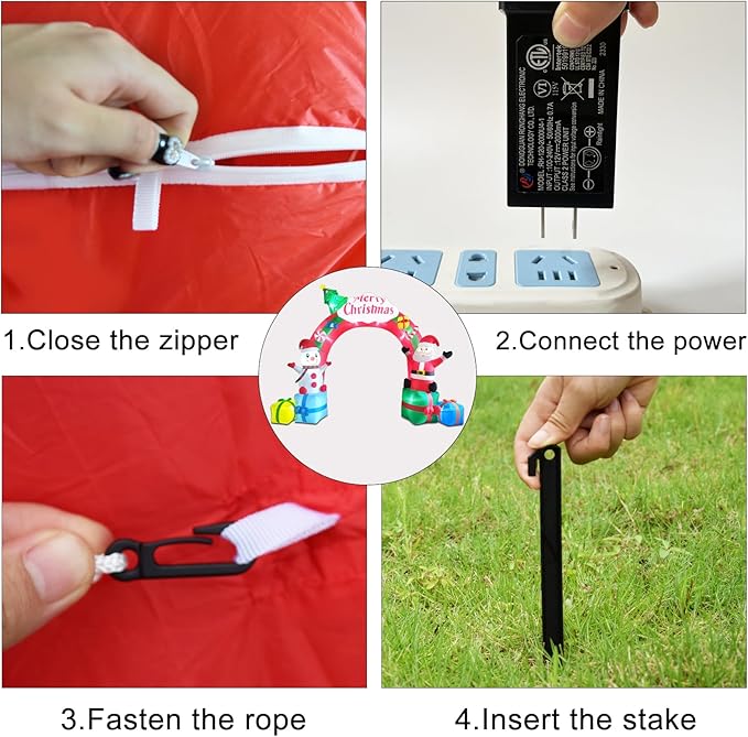 12.5FT Christmas Inflatables Archway, Inflatable Santa Claus and Snowman Sitting on Gift Boxes, Christmas Arch Blow Up Yard Decorations and LED Lights Built-in for Party Indoor, Outside, Garden, Lawn