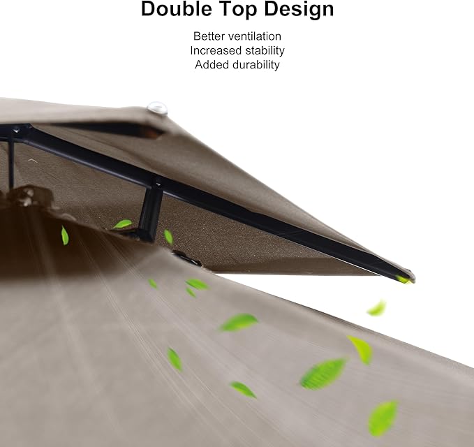 PURPLE LEAF 12 FT Cantilever Patio Umbrella Outdoor Umbrella with 330lbs Base Large Square Windproof Offset Umbrella for Pool Deck Garden, Ash Mocha