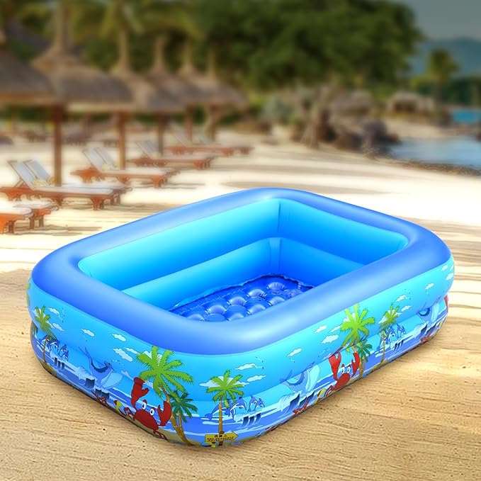 BaiaoInflatable Kiddie Swimming Pool for Adults and Kids, Blow Up Pool for Backyard, Garden, Indoor, or Summer Outdoor Play Water Happy Time