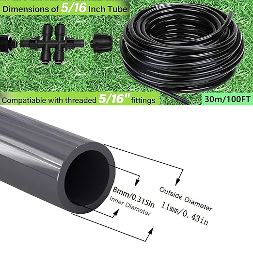 100 ft 5/16 "Dropper Blank Distribution Tube Irrigation Kit with 4Pack6 Fast Coupling Coupler for DIY Garden Irrigation System,Dropper and Drip Irrigation System kit (30 m)