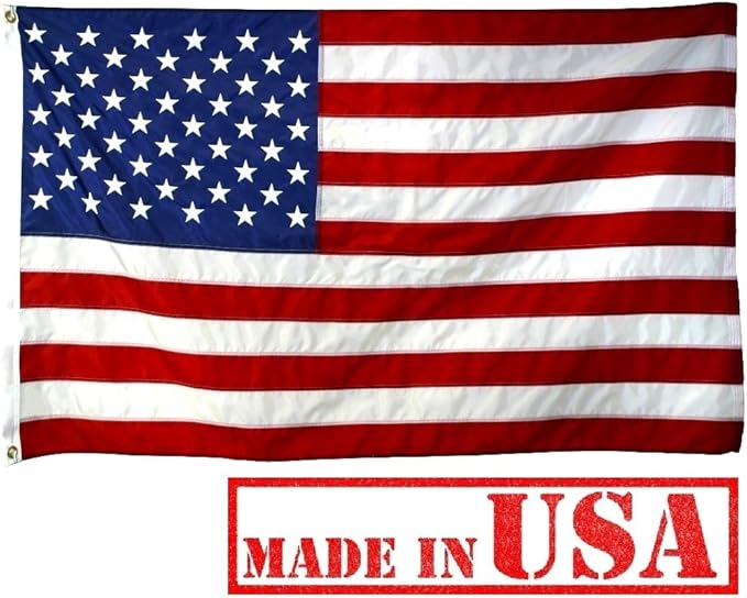US Flag Factory - 4x6 FT US American Flag (Embroidered Stars, Sewn Stripes) Outdoor SolarMax Nylon Flag - Made in America - Premium Quality (4x6 FT)