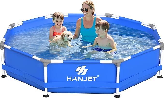 Inflatable Pool for Kids and Adults, 8 FT x 20.04 Inch Oversized Round Thickened Family PE Swimming Pool for Toddlers, Outdoor, Garden, Backyard, Summer Water Party Dog