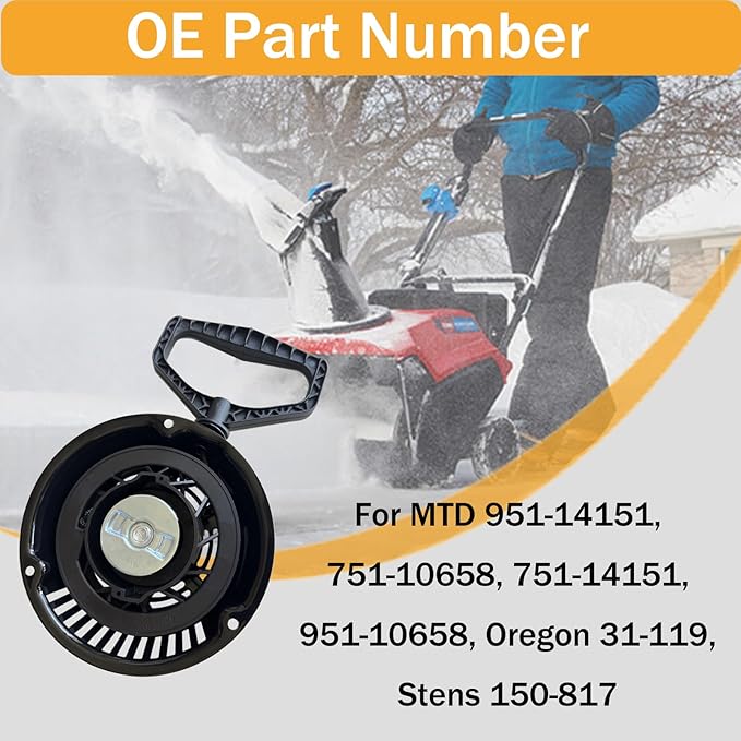 PlumPine 951-14151 Pull Start Assembly for MTD Troy Bilt Craftsman Yard Machine Cub Cadet Husky Bolens Yard-Man 208cc Engine Snow Blower Tiller Recoil Starter Pull Cord Replacement