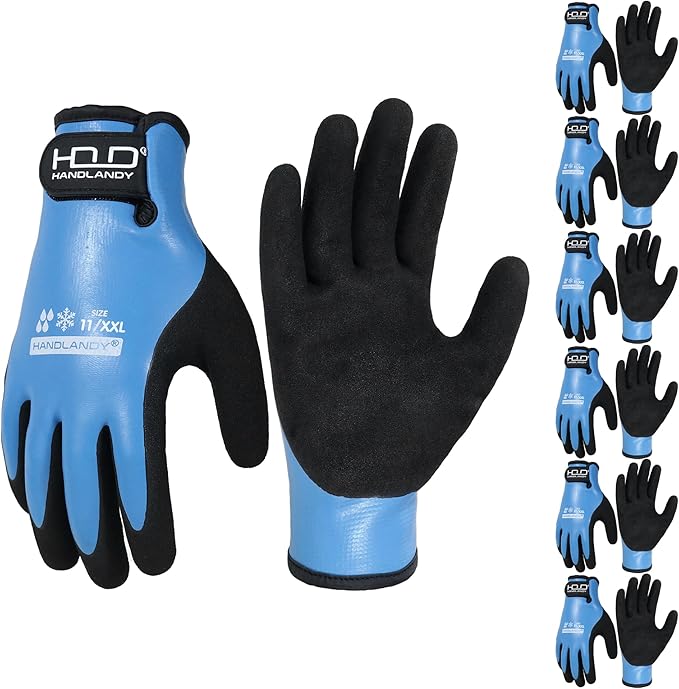 HANDLANDY Waterproof Work Gloves for Cold Weather, Insulated Winter Freezer Work Gloves with Grip for Men & Women