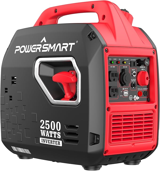 PowerSmart 2500-Watt Portable Gas Inverter Generator, Super Quiet, High Fuel-Efficient Generator, Lightweight, CARB Compliant PS5025