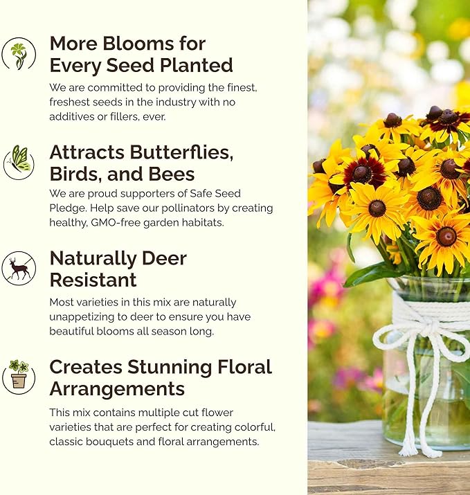 Eden Brothers Illinois Wildflower Mixed Seeds for Planting, 1 oz, 30,000+ Seeds with Cosmos, Blanket Flower | Attracts Pollinators, Plant in Spring or Fall, Zones