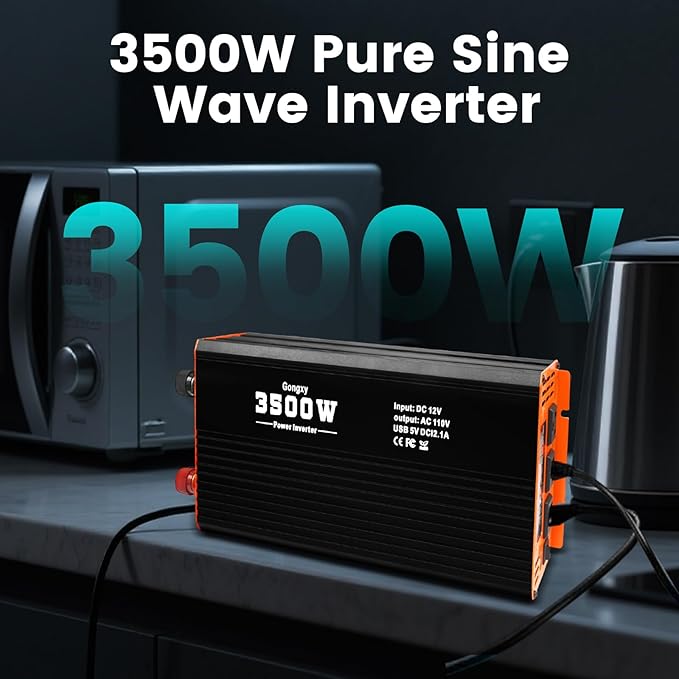 Car Power Inverter - 3500W Power Inverters 12V DC to AC 110V, Converter Solar Power Inverter 3 AC Hardwire Port Outlet for Home, RV, Truck, Off-Grid, Emergency