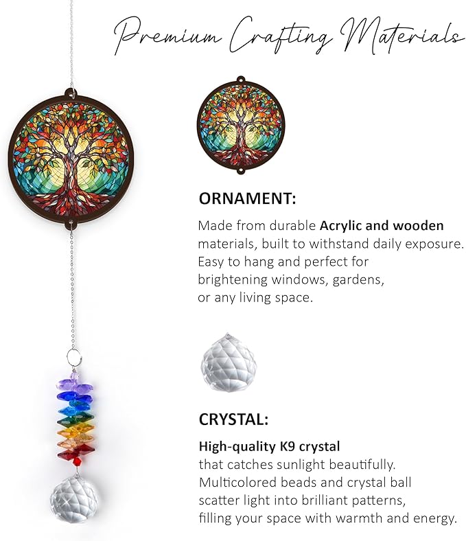 Memorial Suncatcher - Tree of Life Ornament - Sympathy Gift for Loss of Loved One - Bereavement Gifts - Condolence Gift - Memorial Rainbow Maker - Remembrance Ornament - Funeral Keepsake