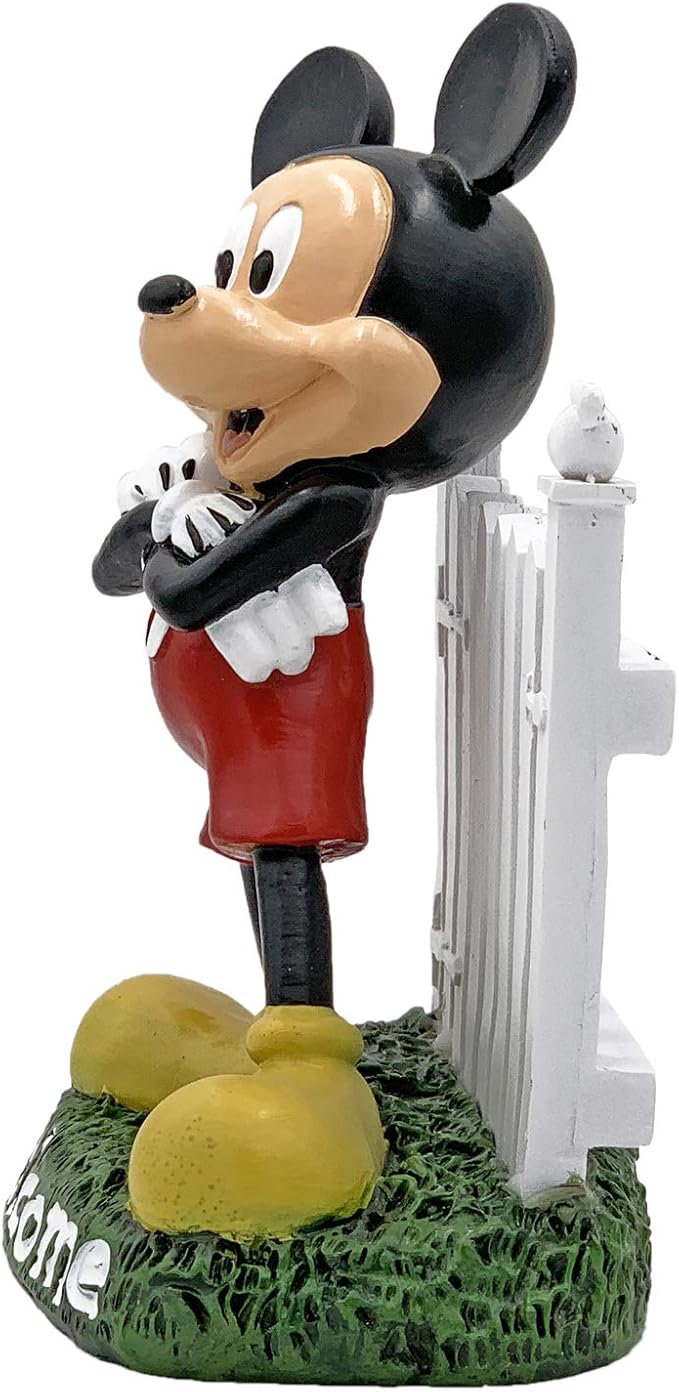 Disney Mickey Mouse Welcome Gate Everyday Outdoor Garden Statue, 7 inches Tall, Officially Licensed Disney Product