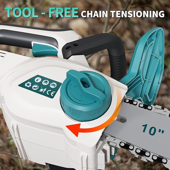 12" & 10" Electric Chainsaw Cordless, Tool Only for Makita Batteries, Brushless Battery Chainsaws - 4 x Chains, Auto Oiler, Tool-Free Chain Tension, Safety Lock(No Battery)