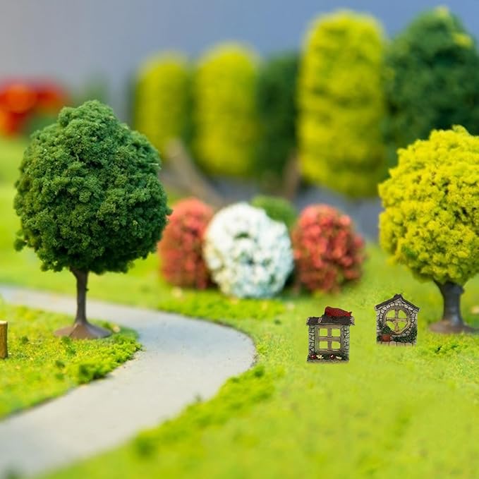 DOITOOL 2Pcs Miniature Fairy Garden Window,Artificial Window Ornament Miniature Fairy Doors Gnome Home Decoration,Resin Landscape Yard Art Garden Sculpture Fish Tank Decoration (Pack of 2)